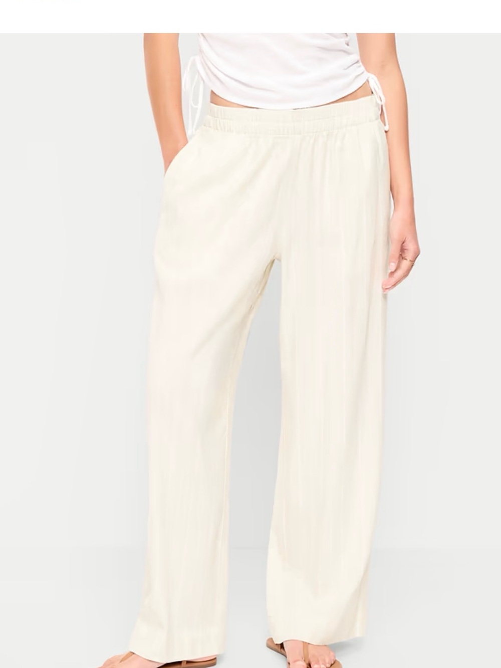 Old Navy Cream  stripe Wide-Leg linen style pants
